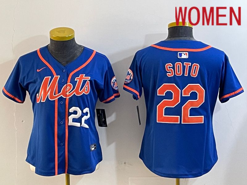 Women New York Mets #22 Soto Blue Game 2024 Nike MLB Jersey style 3->women mlb jersey->Women Jersey